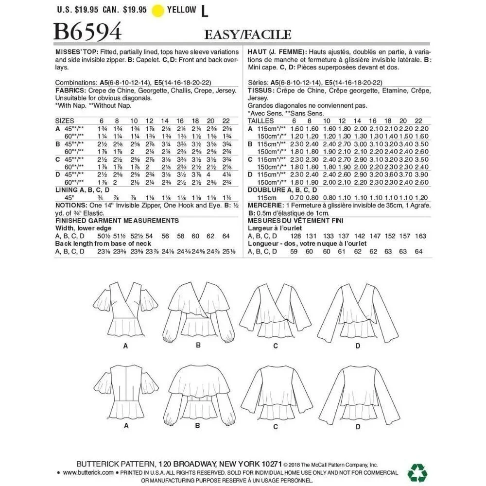 Butterick sewing pattern